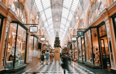 Person walking inside mall