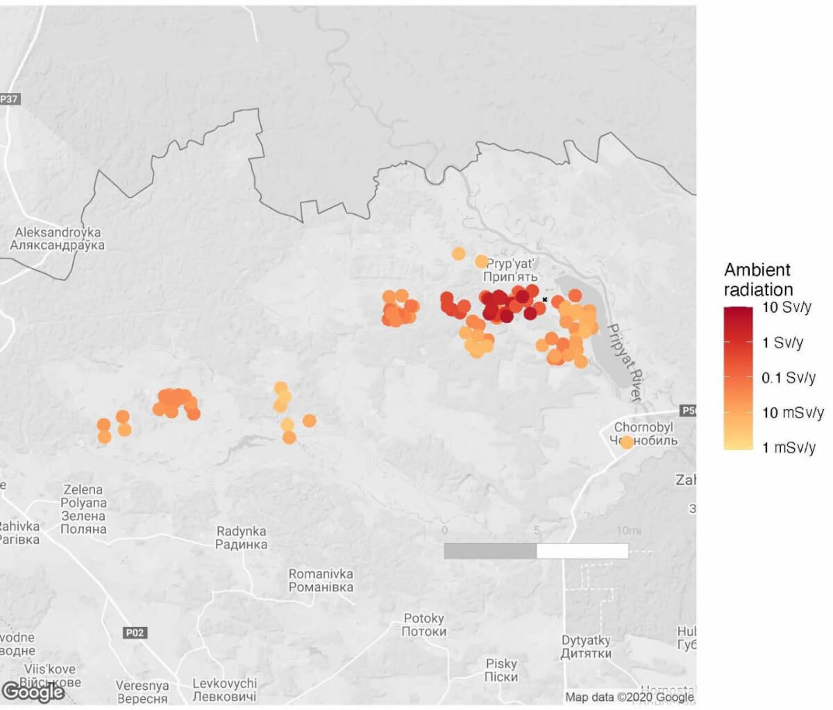 Chernobyl fallout map