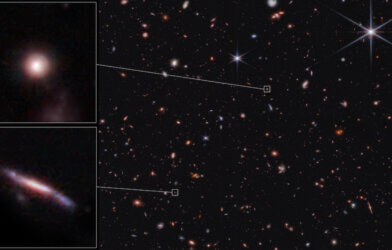 Sample shapes of distant galaxies identified by the James Webb Space Telescope’s Cosmic Evolution Early Release Science (CEERS) survey