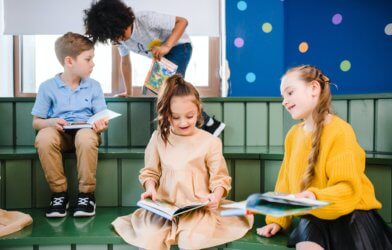 children reading books