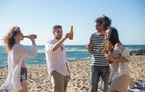 beach drinking