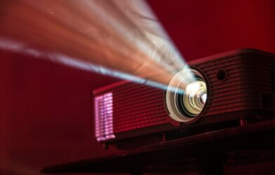 A projector in a home theater